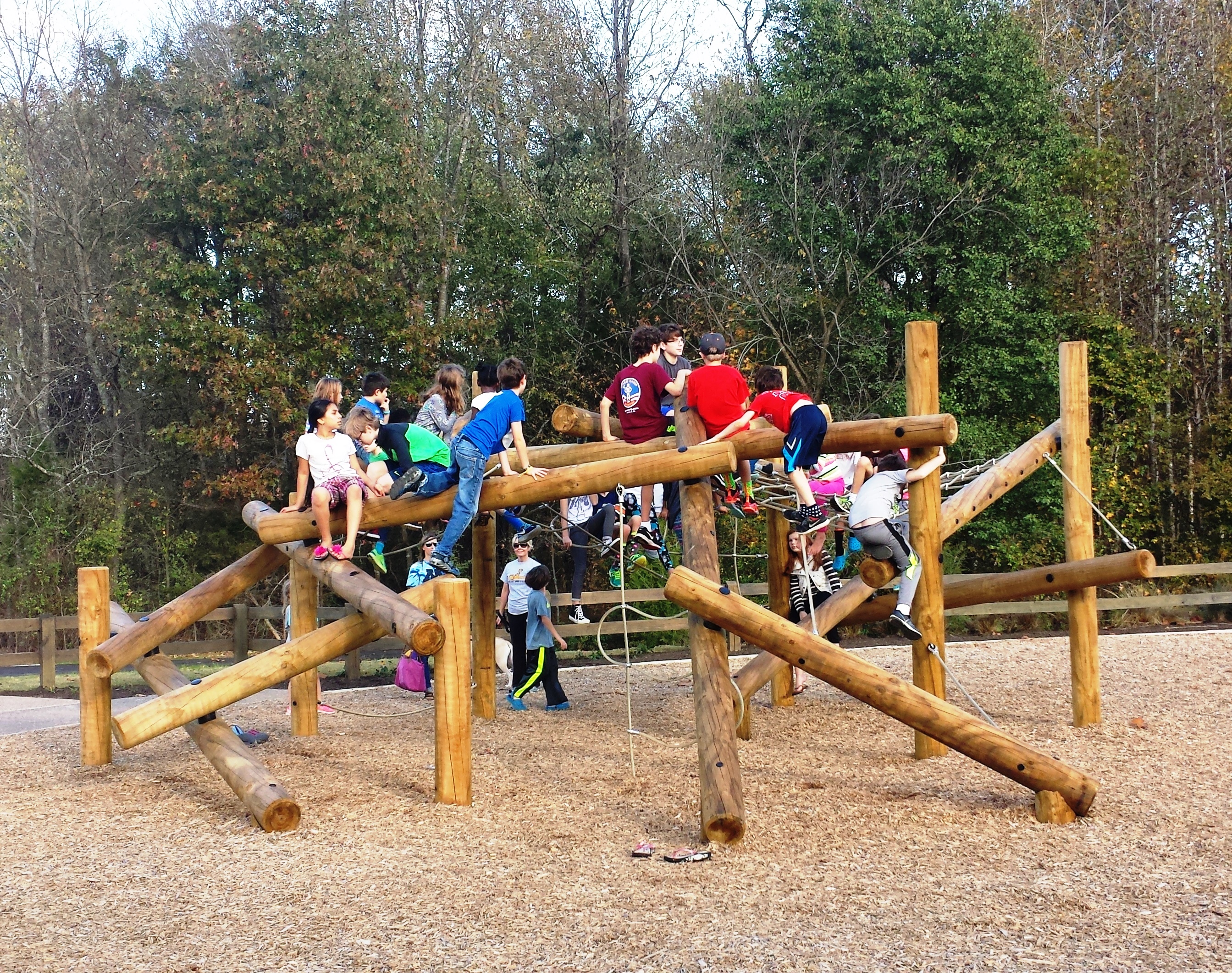 Climbing structure with lots of kids