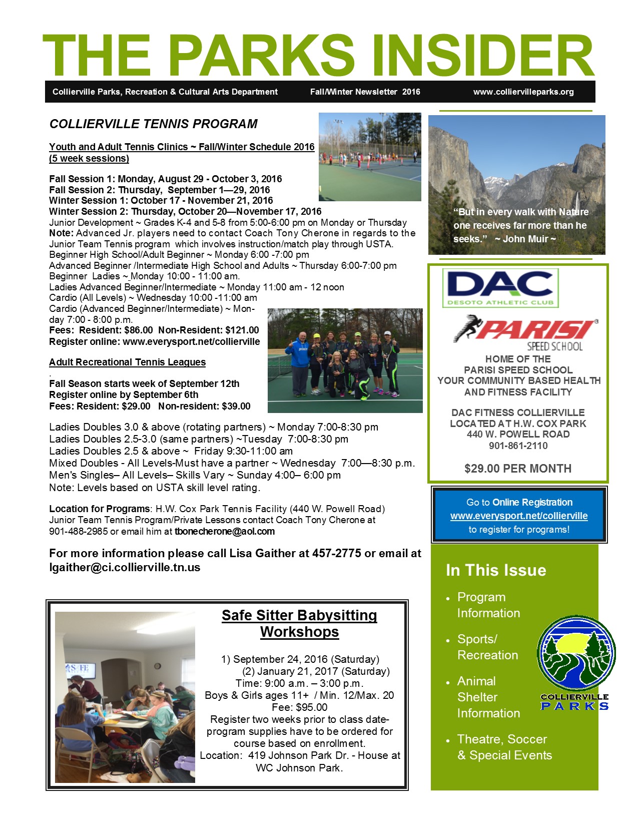 Fall and Winter Newsletter 2016